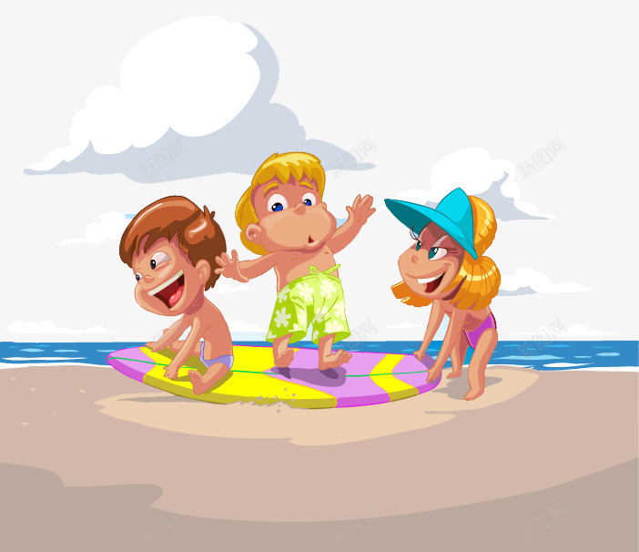 沙滩玩耍的卡通儿童png免抠素材_新图网 https://ixintu.com 卡通儿童 小孩 插画 沙滩 玩耍