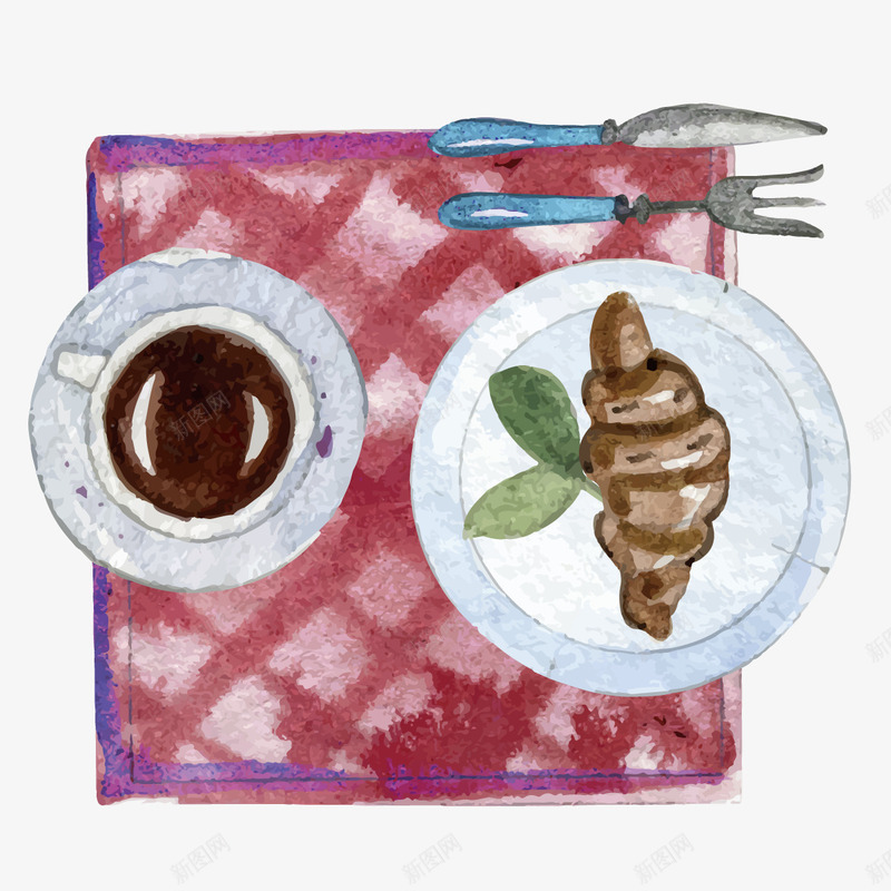 吃早餐png免抠素材_新图网 https://ixintu.com 免扣 咖啡 布面桌垫 彩绘 条纹桌垫 海报 牛角面包 用餐 矢量单个 餐垫