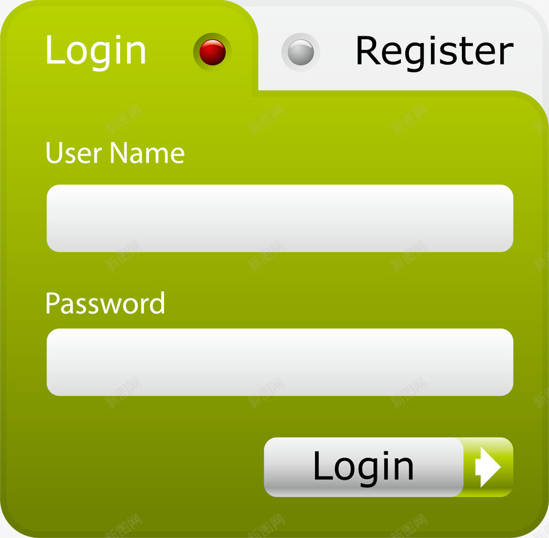 绿色登录面板图标png_新图网 https://ixintu.com 创意登录 创意登录面板 登录 登录按钮 登录框 登录界面 第三方登录