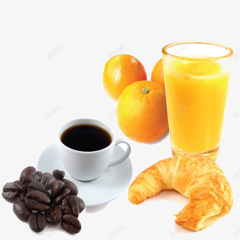 咖啡面包和橙汁psd免抠素材_新图网 https://ixintu.com 咖啡面包和橙汁模板下载咖啡面包咖啡杯咖啡豆橙子橙汁牛角包食物餐饮美食生活百科