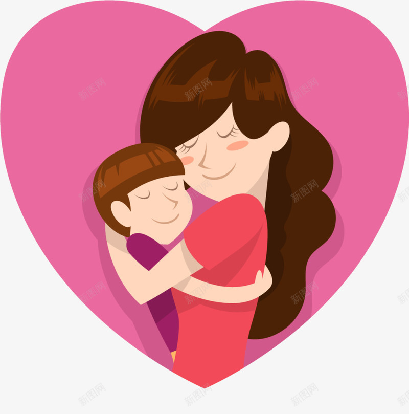 母亲节抱着小孩的妈妈png免抠素材_新图网 https://ixintu.com 害羞 抱着小孩的妈妈 母亲节 母爱 甜蜜蜜 粉色爱心