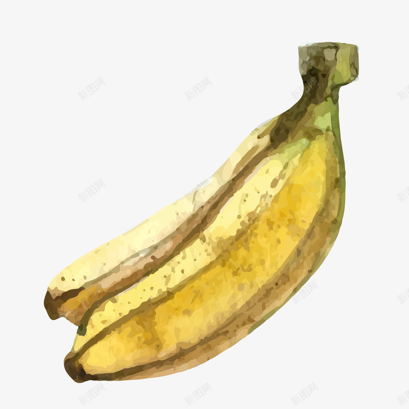 水彩绘黄色香蕉png免抠素材_新图网 https://ixintu.com 卡通水果 背景装饰 黄色水果 黄色香蕉