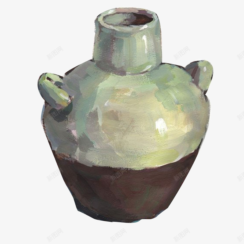 手绘陶瓷罐png免抠素材_新图网 https://ixintu.com 一个 手绘 条纹 浅绿色的 罐 陶瓷 黑色的