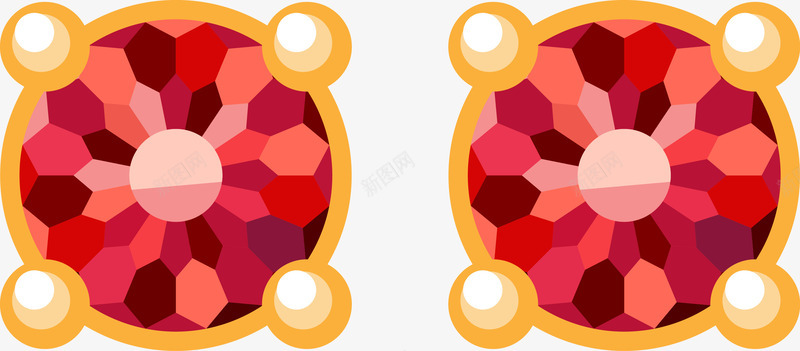 红宝石饰品png免抠素材_新图网 https://ixintu.com 宝石 水晶 矢量宝石 红宝石 金色 金色亮晶晶 钻石 饰品