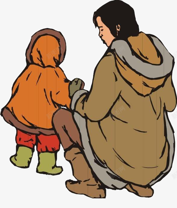 母亲和小孩行走背影图案png免抠素材_新图网 https://ixintu.com 卡通风格 小孩 母亲 温馨 行走背影 装饰图案