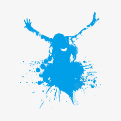 蓝色抽象跳跃人物潮流图案素材