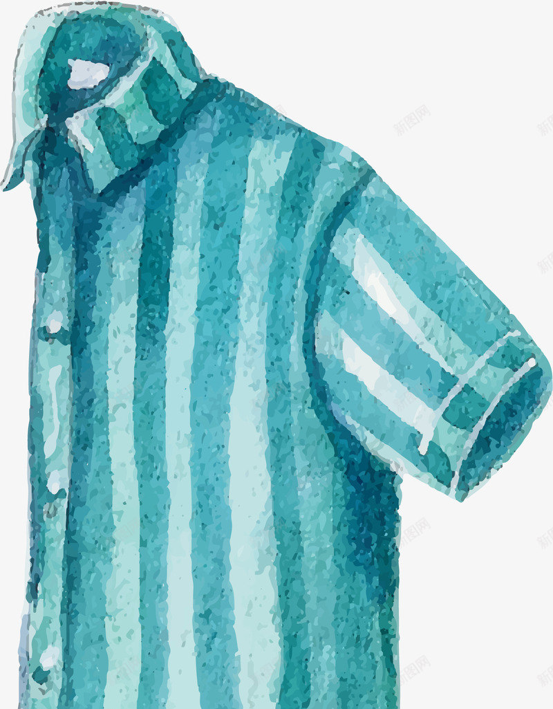 手绘水彩蓝色衬衣png免抠素材_新图网 https://ixintu.com 手绘 条纹 水彩蓝色衬衣