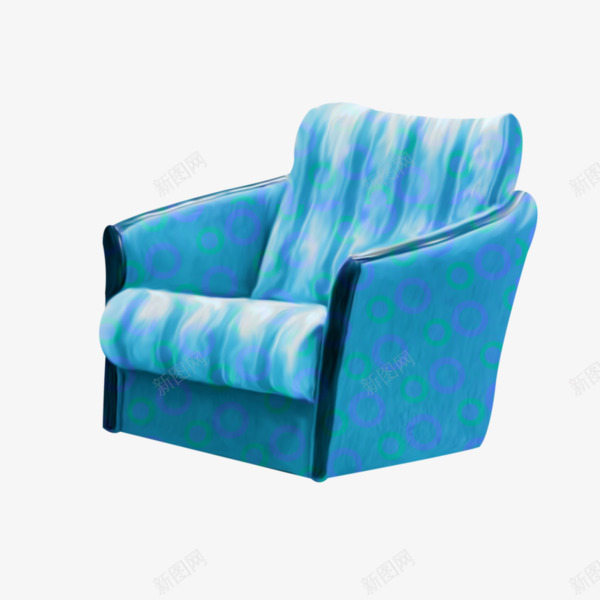 手绘家具沙发椅png免抠素材_新图网 https://ixintu.com 家具椅子 条纹椅子 蓝色椅子
