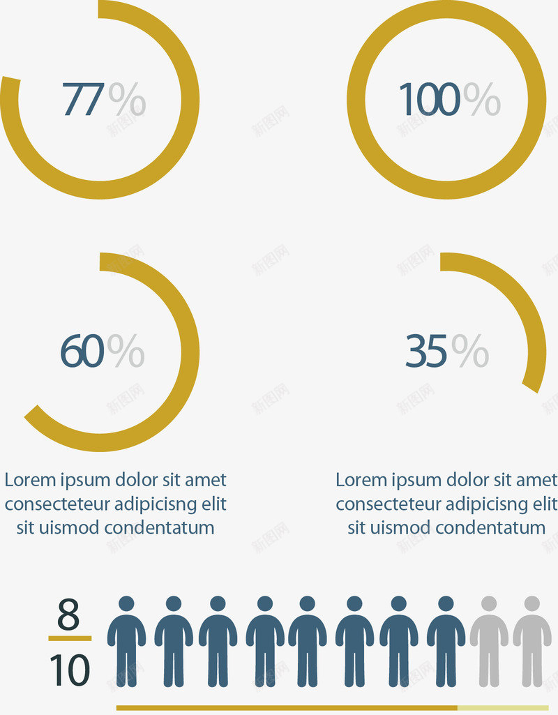 数据图表png免抠素材_新图网 https://ixintu.com 圆环 小人 数据 比例 百分比