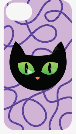 紫色手机壳紫色背景猫咪手机壳矢量图高清图片