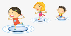 奔跑在水地上的小孩素材