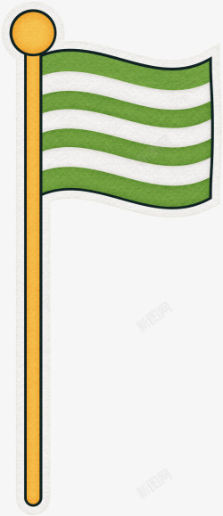 绿色条纹卡通旗子素材