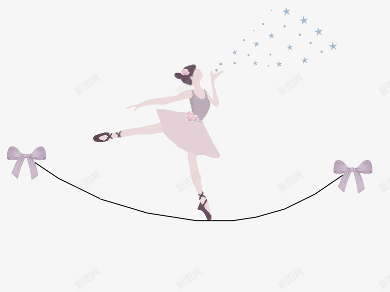 绳子上跳芭蕾的女孩png免抠素材_新图网 https://ixintu.com 手绘元素 芭蕾舞 跳舞女孩 钢丝上跳舞