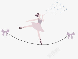 钢丝上跳舞绳子上跳芭蕾的女孩高清图片