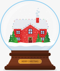 小屋水晶球红色圣诞小屋水晶球高清图片