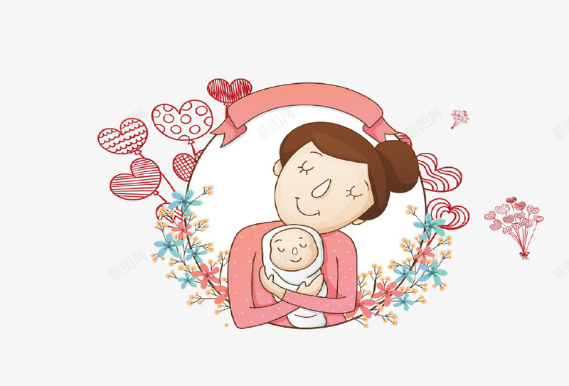 手绘伟大的母爱母亲节图标psd_新图网 https://ixintu.com 伟大 图标 圆形 婴儿 手绘 抱孩子 母亲 母亲节 母爱 爱心