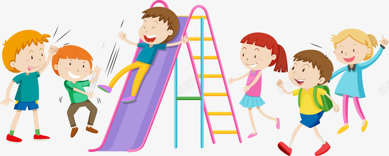 卡通png免抠素材_新图网 https://ixintu.com 卡通人物 滑滑梯 玩游戏的小孩 玩滑滑梯
