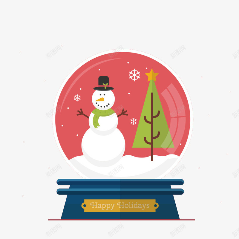 卡通雪人圣诞节水晶球png免抠素材_新图网 https://ixintu.com 卡通 圣诞 圣诞节 水晶球 雪人