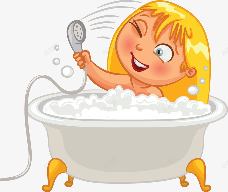 洗澡的小朋友png免抠素材_新图网 https://ixintu.com 儿童 儿童海报素材 卡通 小孩 童趣