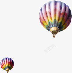 清新彩色条纹热气球素材
