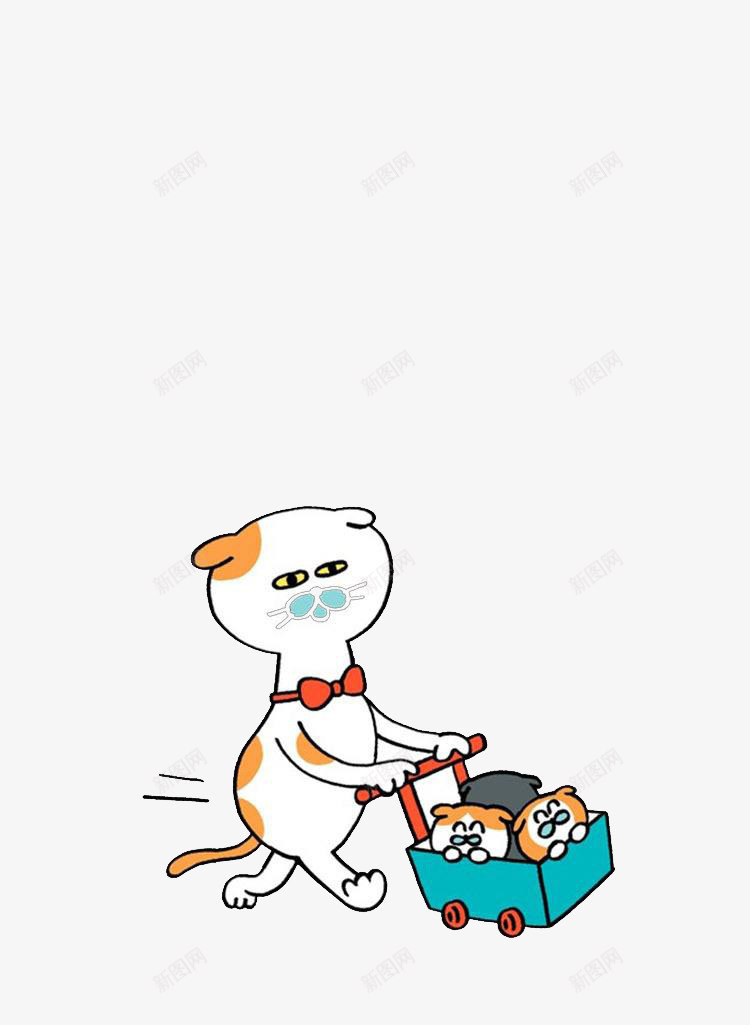 推着小宝宝的猫咪妈妈卡通图png免抠素材_新图网 https://ixintu.com 妈妈 宝宝 小孩 推车 猫咪