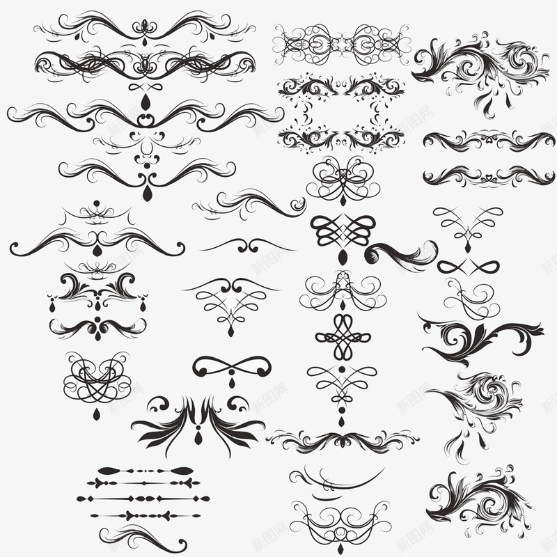 多样装饰条纹png免抠素材_新图网 https://ixintu.com 多样 条纹 装饰 黑白