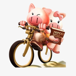 小猪骑车骑车的粉色小猪高清图片
