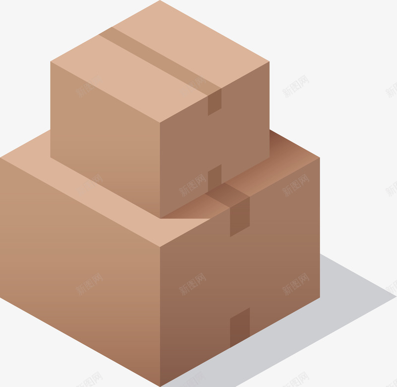 两个纸盒箱图标png_新图网 https://ixintu.com 两个纸箱 快递箱 打包箱 矢量png 纸盒箱 纸箱 胶带盒包装正面 褐色纸箱