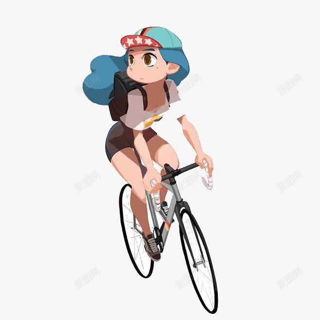 卡通女孩png免抠素材_新图网 https://ixintu.com 卡通 女孩 彩色 手绘 水彩 自行车 装饰 骑车