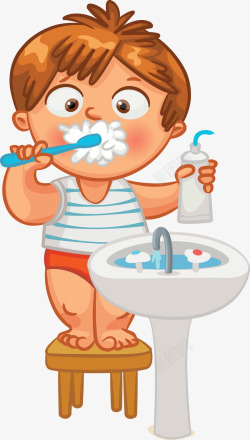 刷牙的小孩素材