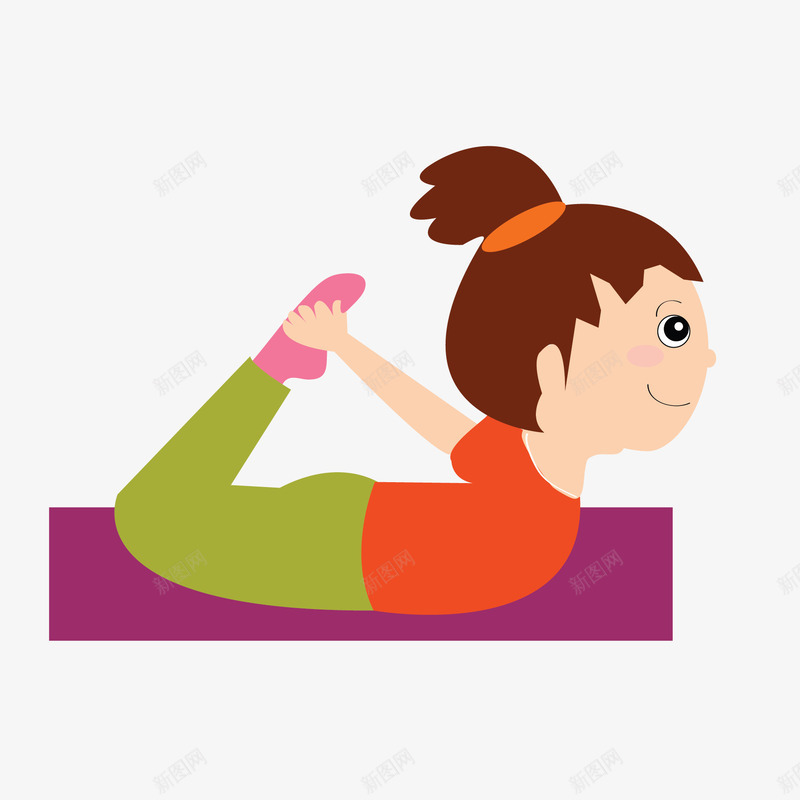练瑜伽的小女孩png免抠素材_新图网 https://ixintu.com 卡通 女孩 瑜伽 趴着的小孩