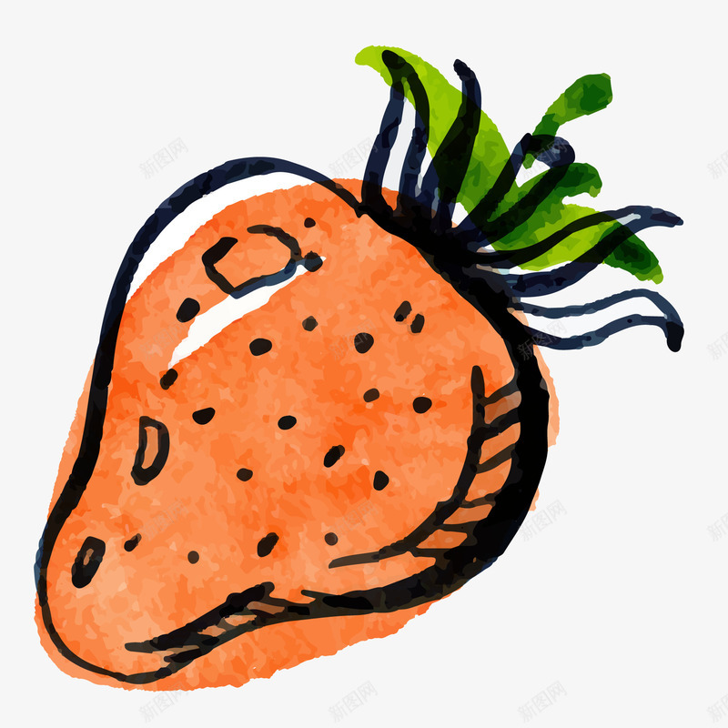 卡通手绘彩绘草莓png免抠素材_新图网 https://ixintu.com 手绘 标签设计 植物 水果 草莓 贴纸设计 食物
