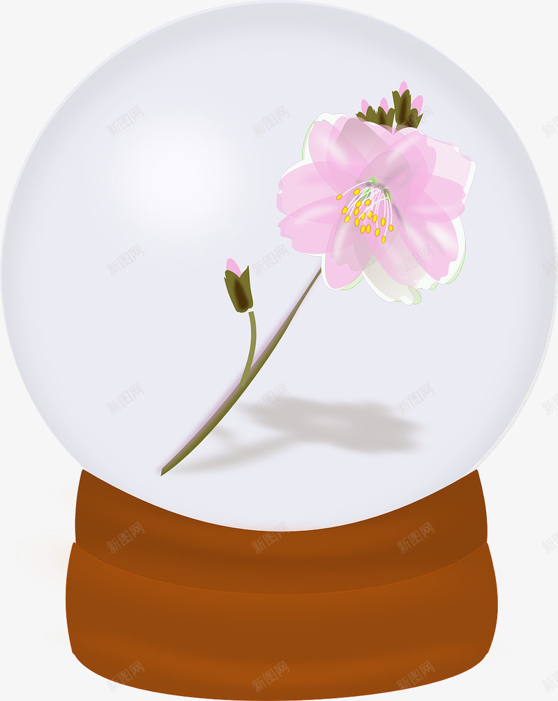 花朵水晶球png免抠素材_新图网 https://ixintu.com 玻璃 球 花 透明