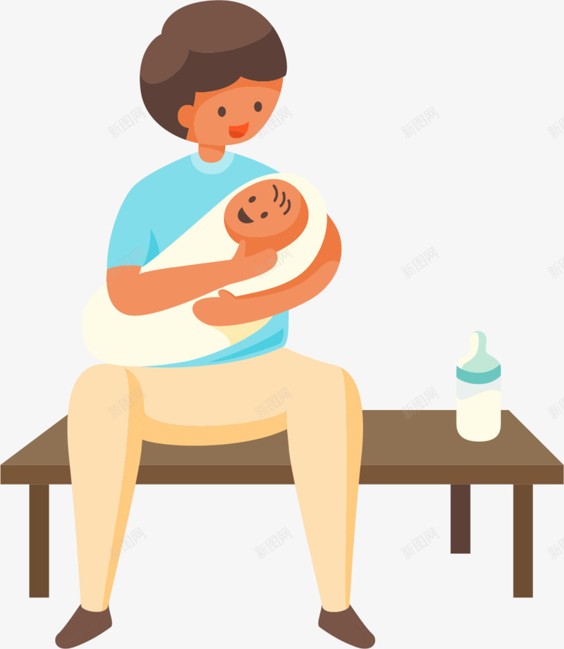 父亲节抱着孩子的父亲png免抠素材_新图网 https://ixintu.com 喂奶 婴儿 开心 抱着孩子的父亲 父亲节 爸爸