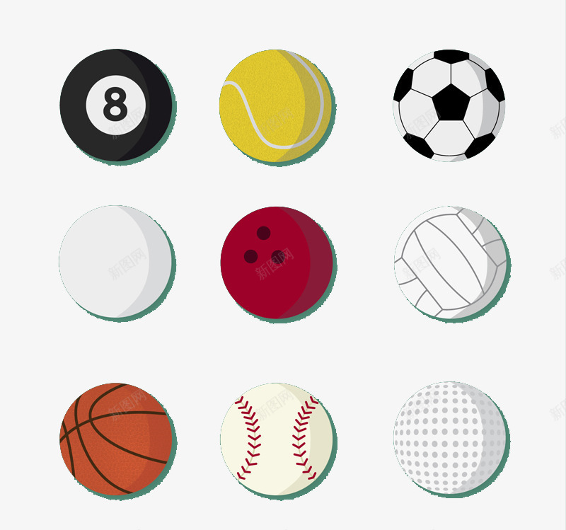各种球类png免抠素材_新图网 https://ixintu.com 保龄球 卡通 排球 棒球 球具 篮球