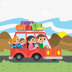 幸福的家庭旅行插图素材