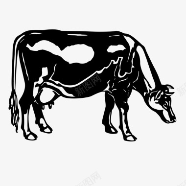 老牛吃草案矢量图图标图标