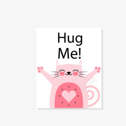 抱抱我猫咪爱情标签矢量图素材