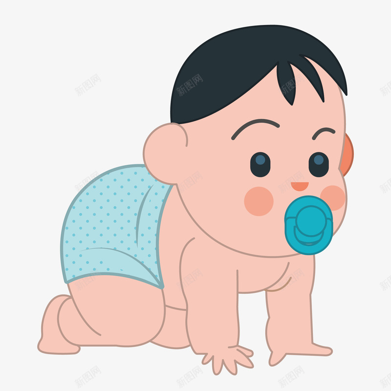 卡通儿童人物爬行的婴儿png免抠素材_新图网 https://ixintu.com 人物 儿童节 卡通 奶嘴 婴儿 爬行