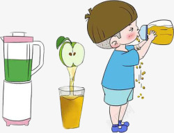 儿童喝果汁素材