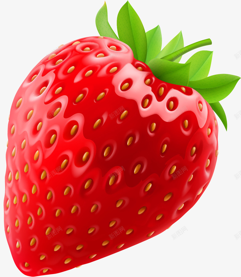 卡通红色草莓png免抠素材_新图网 https://ixintu.com 卡通 叶子 小清新 水果 简约 红色 草莓 质感