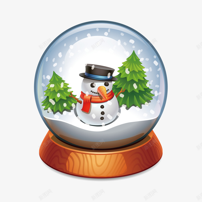 水晶球里的雪人简图png免抠素材_新图网 https://ixintu.com 摆件 树木 水晶球 白雪 美丽的 装饰 雪景 风景