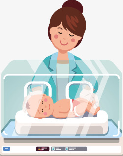 婴儿保温碗保温箱里的婴儿矢量图高清图片