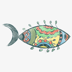 彩绘鱼儿卡通手绘彩绘小动物矢量图高清图片