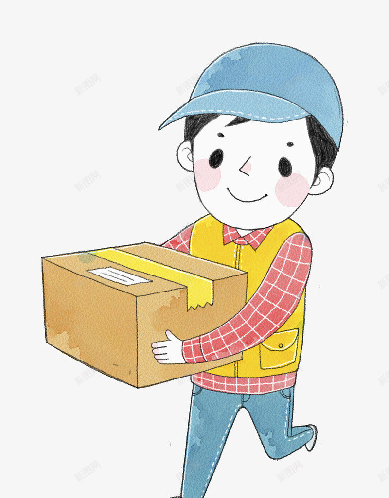 抱着箱子的快递员png免抠素材_新图网 https://ixintu.com 卡通 可爱的 帅气的 微笑的 快递员 男孩 箱子