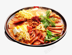 年糕拉面美味的韩式火锅高清图片