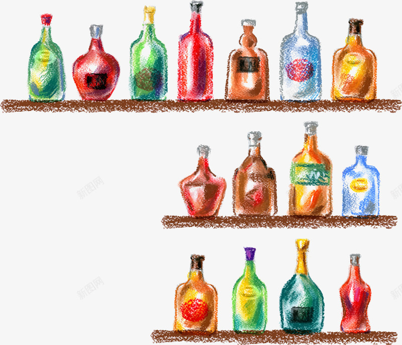 彩色瓶子png免抠素材_新图网 https://ixintu.com 各种形状 彩色 玻璃瓶 瓶子 酒瓶