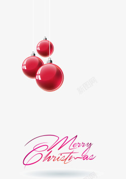 水晶吊球红色吊球圣诞贺卡高清图片