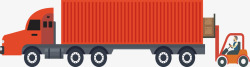 红色集装箱货车矢量图素材