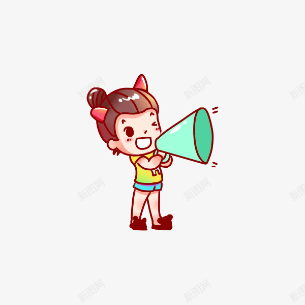 拿着喇叭说话的女孩png免抠素材_新图网 https://ixintu.com 卡通 可爱 喇叭 喊喇叭的人 大声 女孩 开心 手绘 绿色 说话